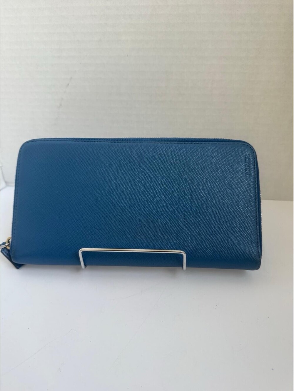 Prada Saffiano Leather Zip‑Around Long wallet /passport -Scratch‑Resistant  Blue